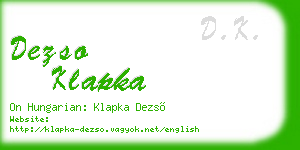 dezso klapka business card
